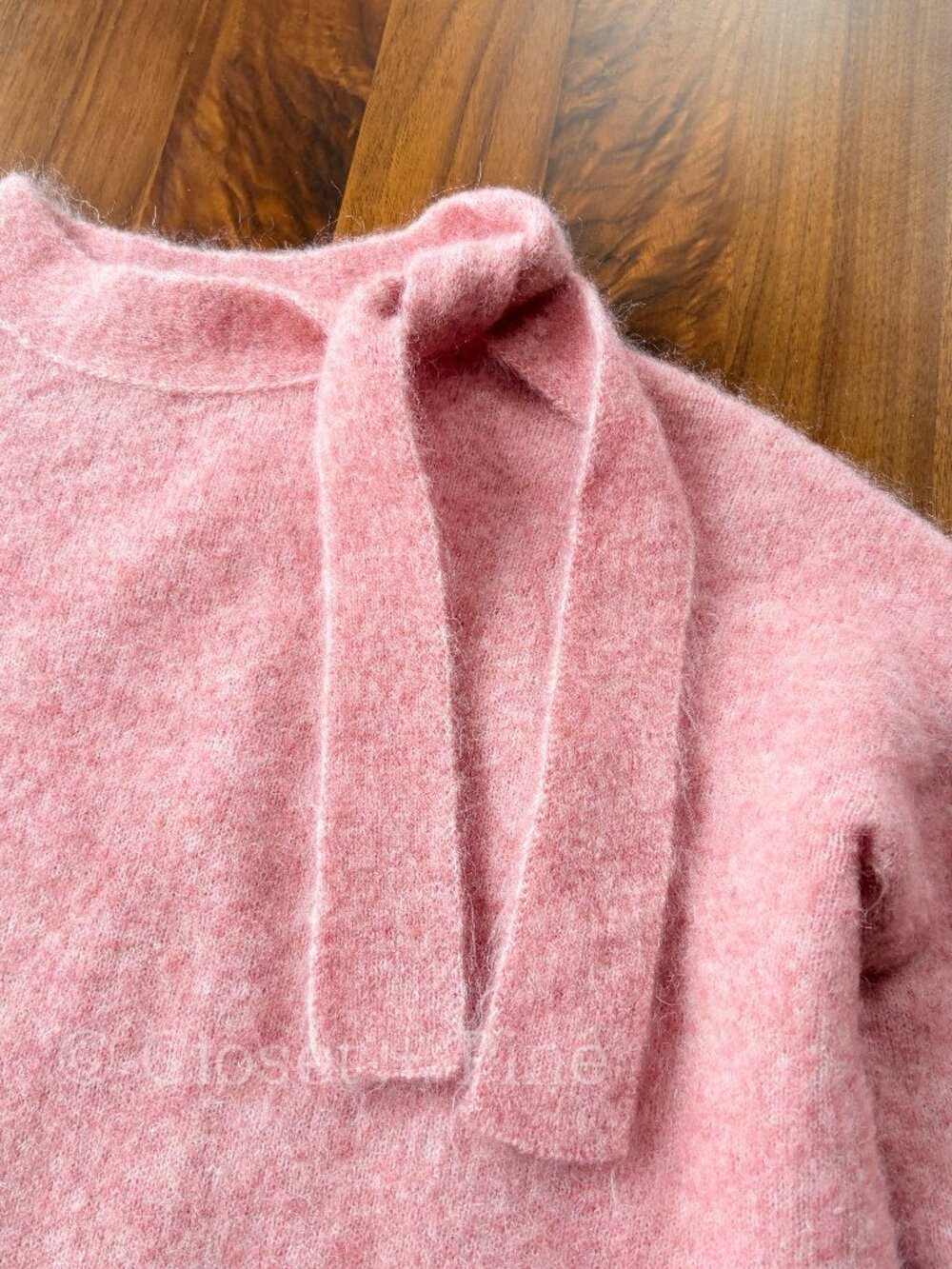 Sezane Zita Jumper Sweater Rosewood Pink Size Small Tie Neck Bow Detail - Picture 9 of 15